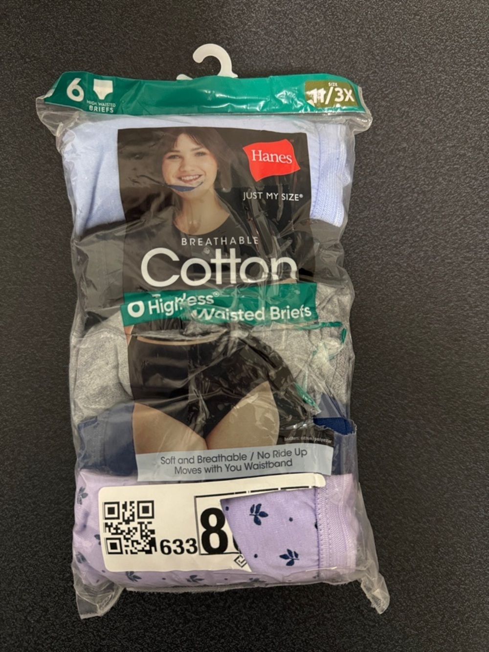Hanes Cotton High-Rise Briefs - Lavender, Light Blue & Gray - 6 Pack - Picture 1 of 2